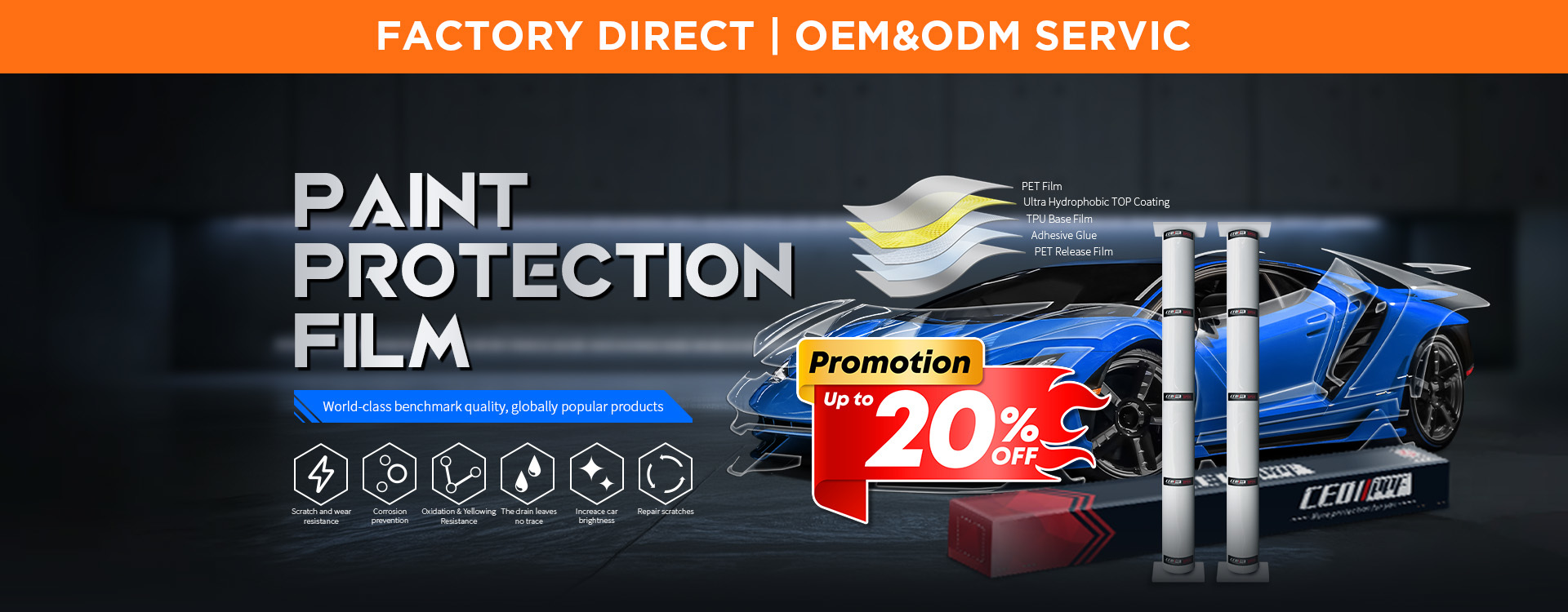 গুণ গাড়ী পেইন্ট সুরক্ষা ফিল্ম কারখানা